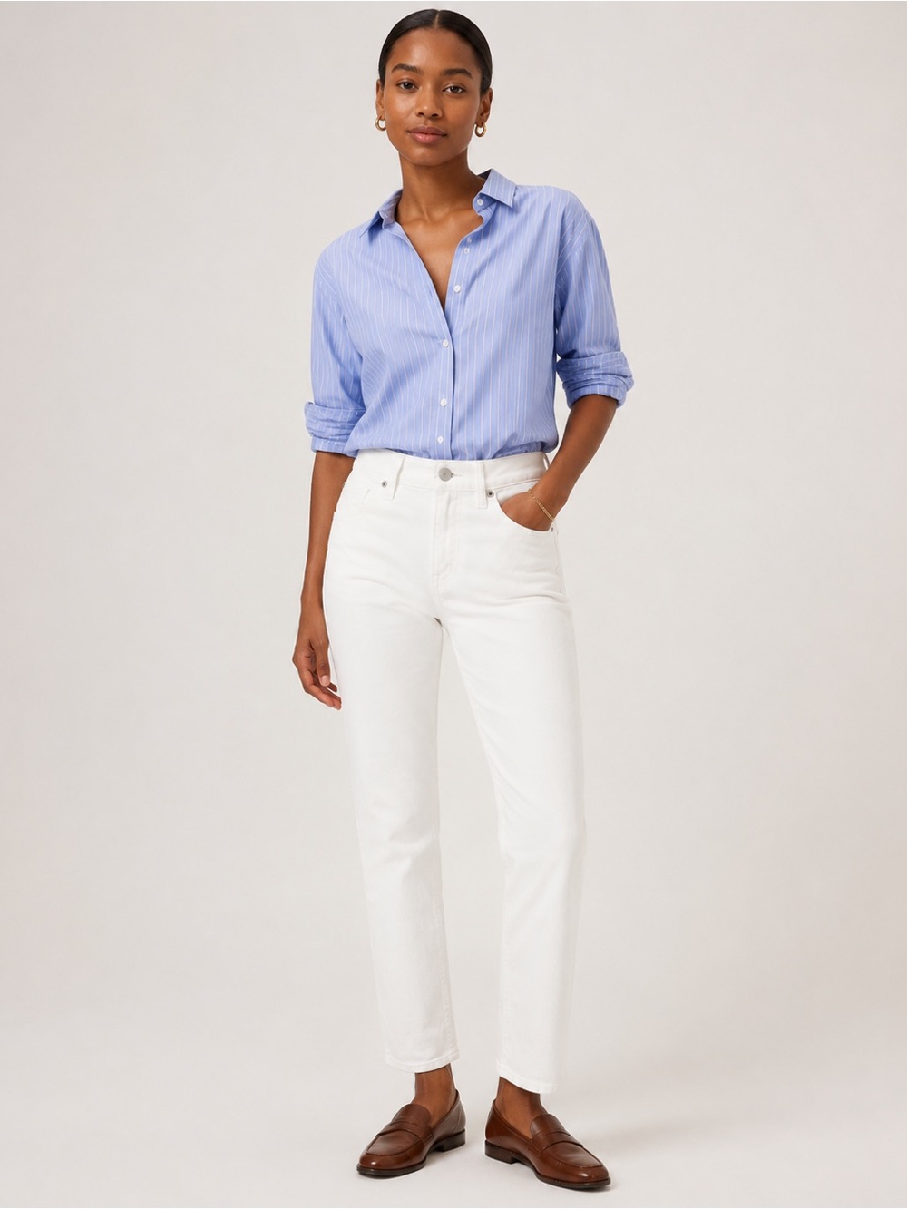 J. Crew White High-Rise Straight Jeans